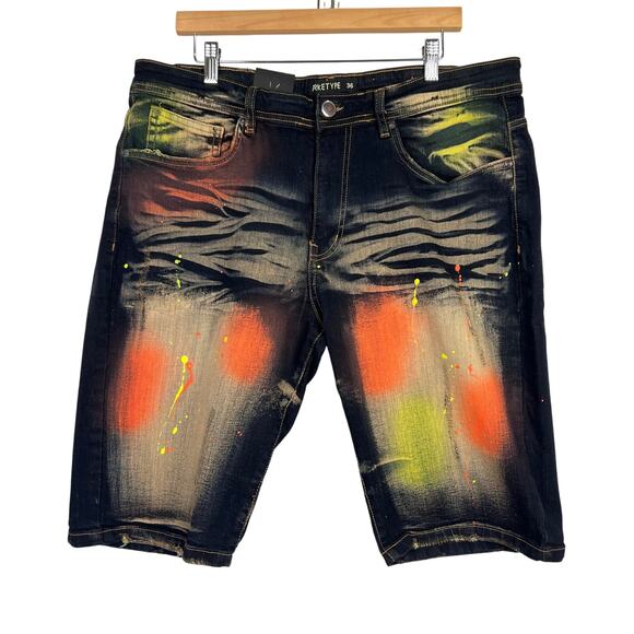 NEW Arketype 36 Dark Wash Denim‎ Distressed Y2K Grunge Hip Hop City Men's Shorts - Picture 1 of 10